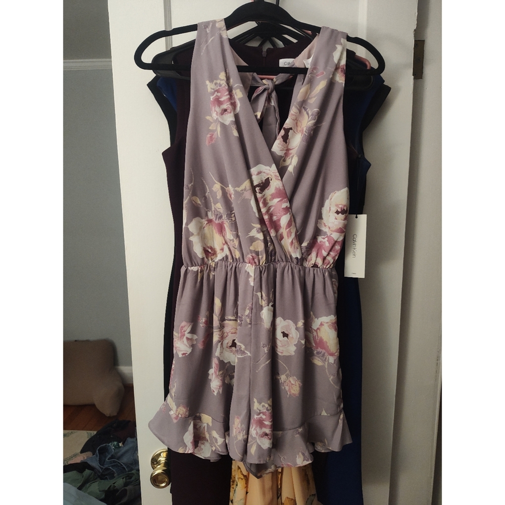 Morning Lavender Floral Sleeveless Romper